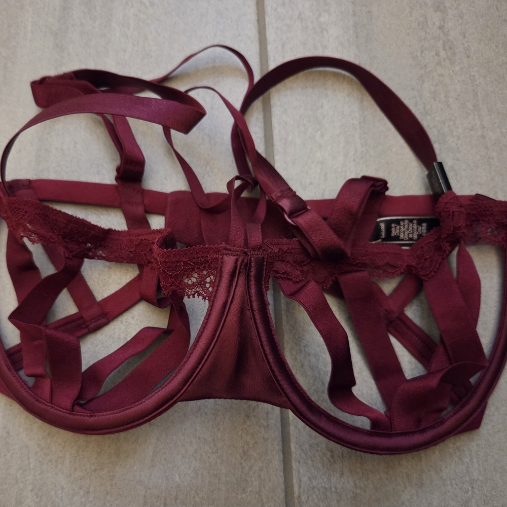 Victoria's Secret Strappy Lace Bra - Deep Red